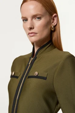 KarenMillen Robe Militaire Moulante en Maille Bandage avec Détails Passepoilés<Femme Pulls Et Gilets|Toutes Les Mailles