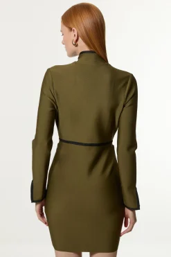 KarenMillen Robe Militaire Moulante en Maille Bandage avec Détails Passepoilés<Femme Pulls Et Gilets|Toutes Les Mailles