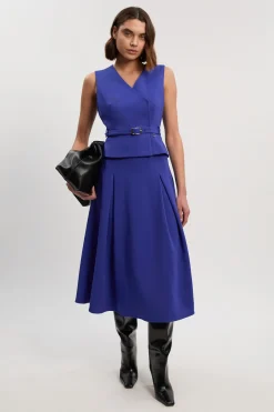 Robe Mi-Longue Ajustée Essential Compacte avec Ceinture