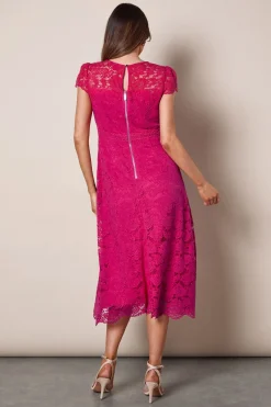 Wallis Robe Mi-Longue Ajustée et Évasée en Dentelle<Femme Robes Mi-Longues|Satin Et Dentelle