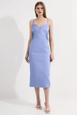 KarenMillen Robe Mi-longue Ajustée À Pinces En Lin Premium Petite<Femme Robes|Robes Mi-Longues