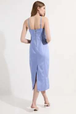 KarenMillen Robe Mi-longue Ajustée À Pinces En Lin Premium Petite<Femme Robes|Robes Mi-Longues
