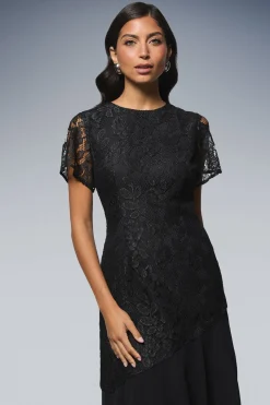 Robe Mi-Longue Asymétrique en Dentelle