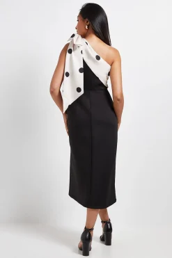 Robe Mi-Longue Asymétrique en Néoprène avec Corsage Petite Taille Cérémonie