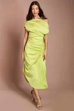 Coast Robe Mi-Longue Asymétrique en Satin Froncé à Une Épaule<Femme Robes Mi-Longues|Satin Et Dentelle