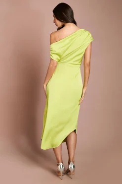 Coast Robe Mi-Longue Asymétrique en Satin Froncé à Une Épaule<Femme Robes Mi-Longues|Satin Et Dentelle