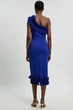 Robe Mi-Longue Asymétrique À Volants Dramatiques Petite