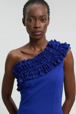 Robe Mi-Longue Asymétrique À Volants Dramatiques Petite