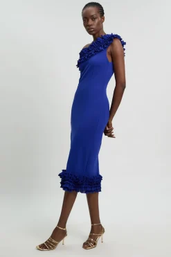 Robe Mi-Longue Asymétrique À Volants Dramatiques Petite