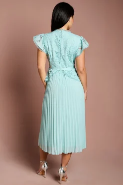 Robe Mi-Longue à Basque avec Corsage en Dentelle Petite Taille