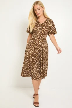 Wallis Robe Mi-longue Boutonnée En Jersey Imprimé Léopard Petite Taille<Femme Looks Chocolat|Robes Mi-Longues