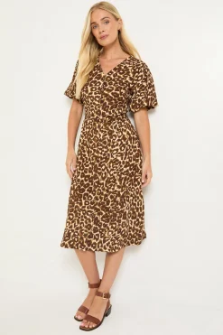 Wallis Robe Mi-longue Boutonnée En Jersey Imprimé Léopard Petite Taille<Femme Looks Chocolat|Robes Mi-Longues