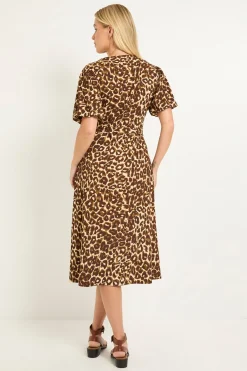 Wallis Robe Mi-longue Boutonnée En Jersey Imprimé Léopard Petite Taille<Femme Looks Chocolat|Robes Mi-Longues