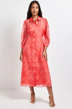 Wallis Robe Mi-Longue Boutonnée en Organza Fleuri Petite Taille<Femme Robes Mi-Longues|Robes