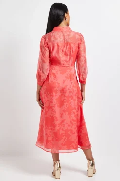 Wallis Robe Mi-Longue Boutonnée en Organza Fleuri Petite Taille<Femme Robes Mi-Longues|Robes