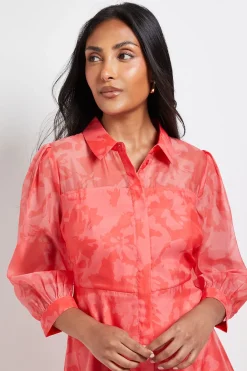 Wallis Robe Mi-Longue Boutonnée en Organza Fleuri Petite Taille<Femme Robes Mi-Longues|Robes