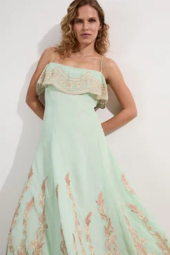 KarenMillen Robe Mi-Longue à Bretelles avec Appliqués Brodés<Femme Robes|Robes Mi-Longues