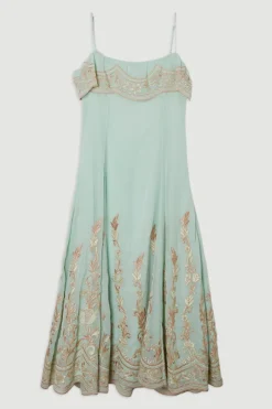 KarenMillen Robe Mi-Longue à Bretelles avec Appliqués Brodés<Femme Robes|Robes Mi-Longues