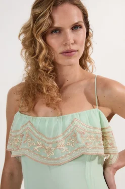 KarenMillen Robe Mi-Longue à Bretelles avec Appliqués Brodés<Femme Robes|Robes Mi-Longues