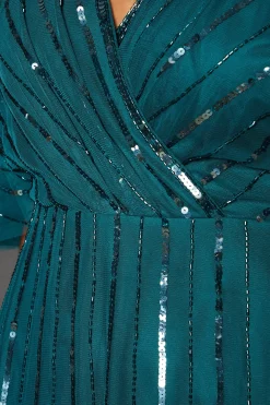 Robe Mi-Longue à Cape Ornée de Paillettes Petite Occasion
