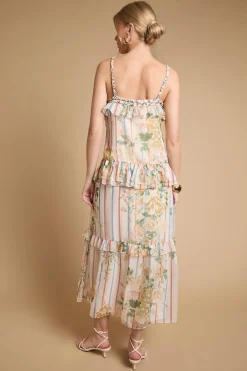 Oasis Robe Mi-longue Caraco À Volants Avec Détail De Corde À L'encolure<Femme Robes|Toutes Les Robes