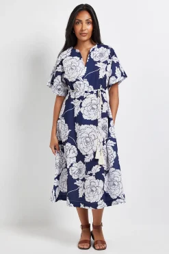 Robe Mi-Longue à Ceinture Motif Floral Petite Taille