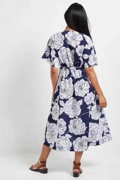 Robe Mi-Longue à Ceinture Motif Floral Petite Taille