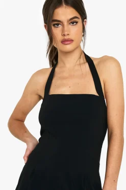 boohoo Robe mi-longue à col carré et manches longues<Femme Robes Patineuses|Robes