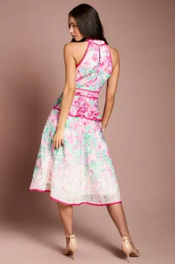 Coast Robe Mi-Longue à Col Halter en Organza à Imprimé Placé<Femme Robes Mi-Longues|Robes