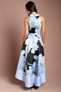 Robe Mi-longue À Col Halter Et Ourlet Asymétrique En Jacquard