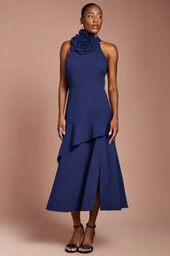 Coast Robe Mi-Longue à Col Montant avec Détail Corsage<Femme Robes|Robes Mi-Longues