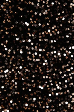 Robe Mi-Longue Col Montant en Velours à Paillettes pour Occasions Spéciales
