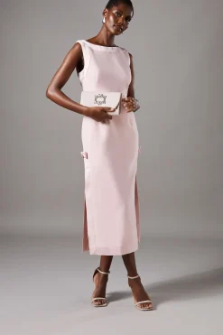 Robe Mi-Longue Col Rond avec Détail Nœud