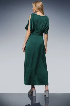 Oasis Robe Mi-Longue à Col V avec Corsage Froncé et Détails Hotfix<Femme Robes De Soirée|Toutes Les Robes