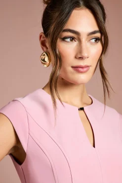 Robe Mi-Longue à Corsage Crêpe, Ceinture et Jupe Plissée en Dentelle