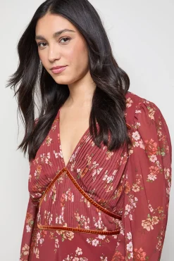 Oasis Robe Mi-Longue à Corsage Plissé Imprimé<Femme Toutes Les Robes|Robes Mi-Longues