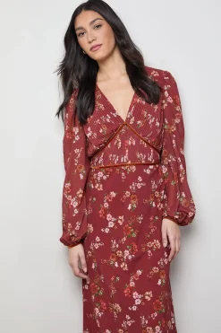 Oasis Robe Mi-Longue à Corsage Plissé Imprimé<Femme Toutes Les Robes|Robes Mi-Longues