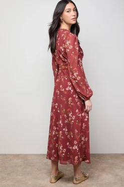 Oasis Robe Mi-Longue à Corsage Plissé Imprimé<Femme Toutes Les Robes|Robes Mi-Longues