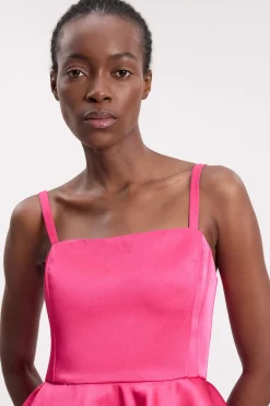 Robe Mi-longue Crayon À Basque En Satin Contrecollé Petite