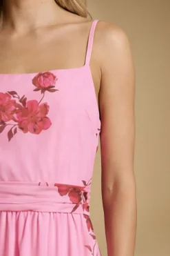Robe Mi-longue De Bal En Mesh Imprimé À Bretelles