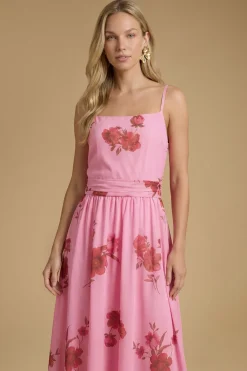 Robe Mi-longue De Bal En Mesh Imprimé À Bretelles