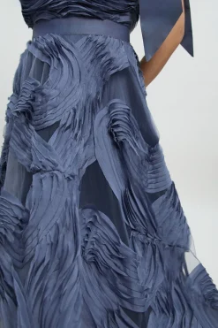 KarenMillen Robe Mi-Longue de Bal Tissée à Volants Texturés<Femme Robes Mi-Longues|Robes Bal De Promo