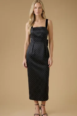 Robe Mi-longue De Cérémonie À Pois Avec Nœud Au Dos