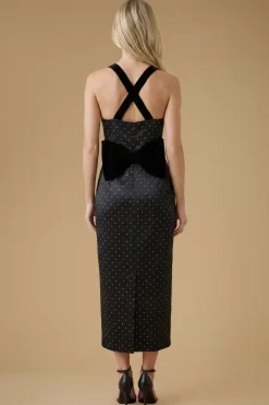 Robe Mi-longue De Cérémonie À Pois Avec Nœud Au Dos