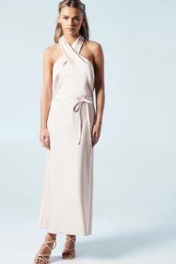Oasis Robe Mi-Longue de Demoiselle d'Honneur Petite à Col Licou Croisé Devant<Femme Robes Demoiselles D'Honneur|Robes Mi-Longues