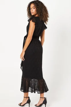 Wallis Robe Mi-Longue d'Occasion à Dentelle Volantée avec Ceinture en Velours<Femme Robes De Soirée|Toutes Les Robes