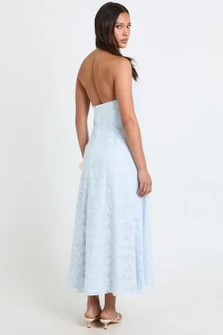 Robe Mi-longue Dos Nu À Encolure Américaine Effet Dévoré
