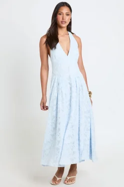 Robe Mi-longue Dos Nu À Encolure Américaine Effet Dévoré