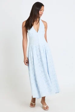 Robe Mi-longue Dos Nu À Encolure Américaine Effet Dévoré