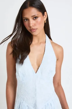 Robe Mi-longue Dos Nu À Encolure Américaine Effet Dévoré